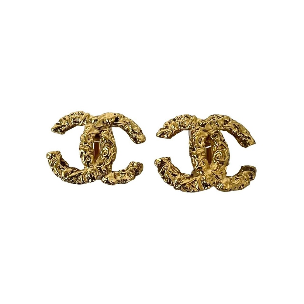 CHANEL Vintage Gold Logo Earrings
